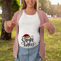 Camiseta de maternidad con Papá Noel - Ropa navideña para embarazada