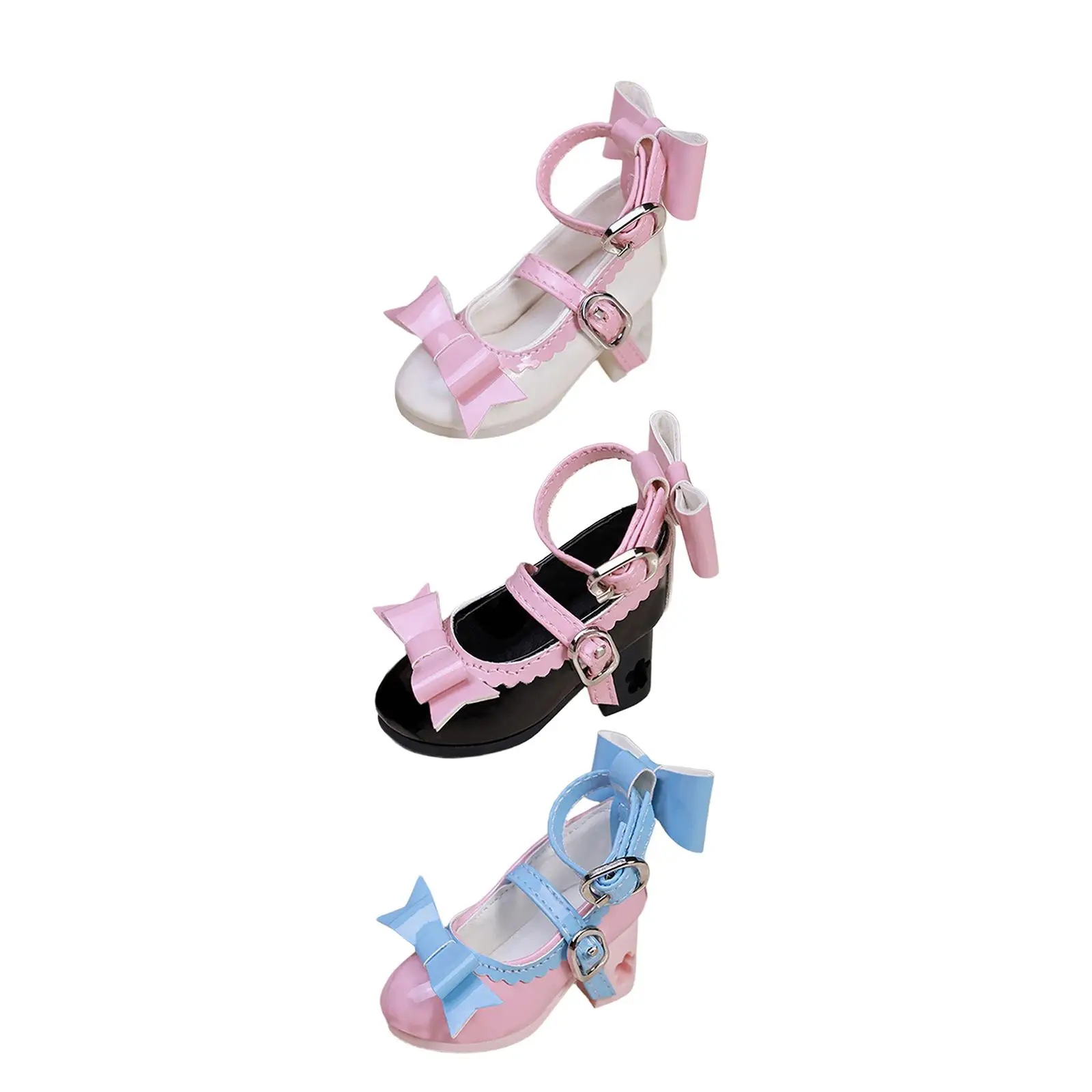 Zapatos de muñeca BJD 1/4 con lazo y tacón