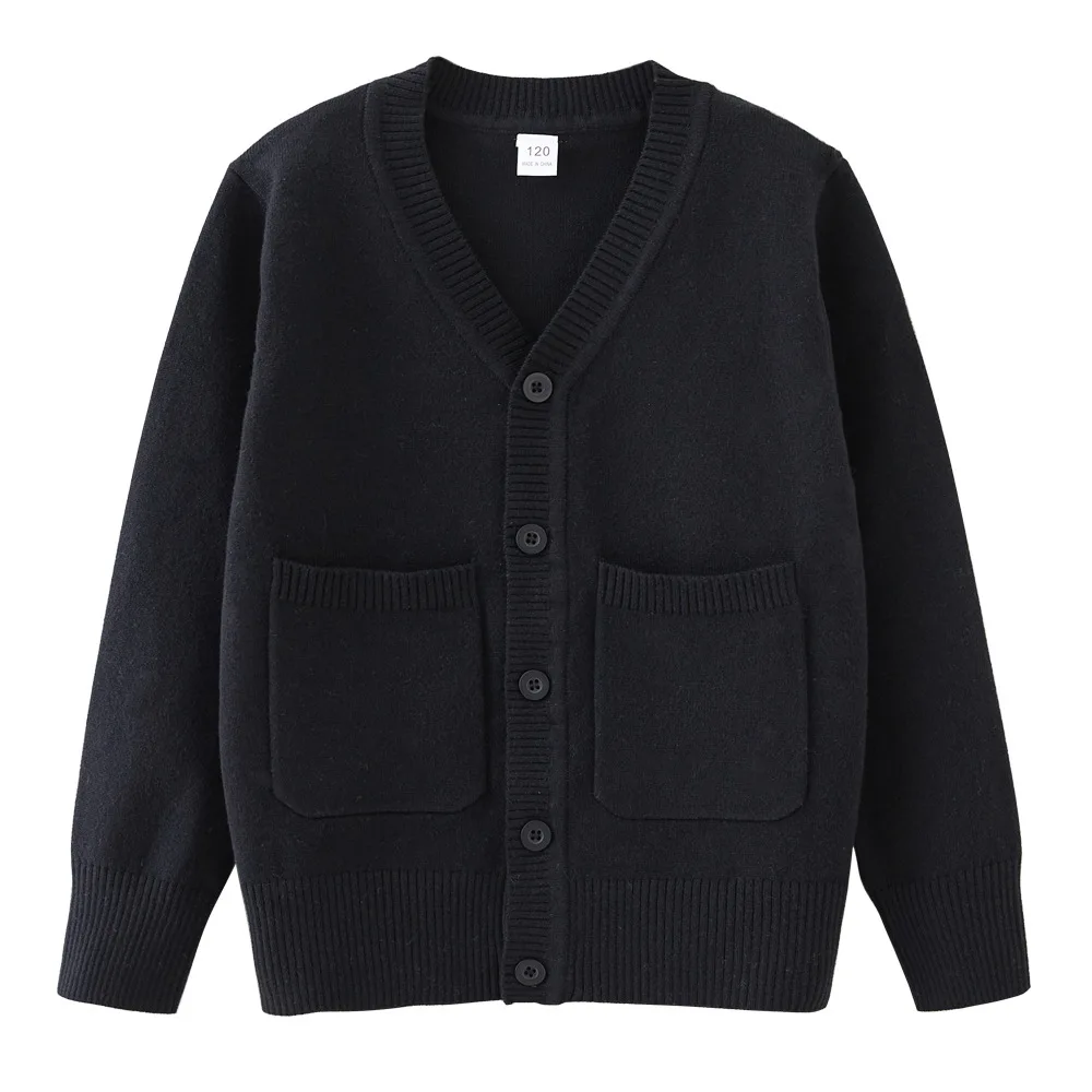 Suéter azul marino de algodón para niño escolar y adolescente