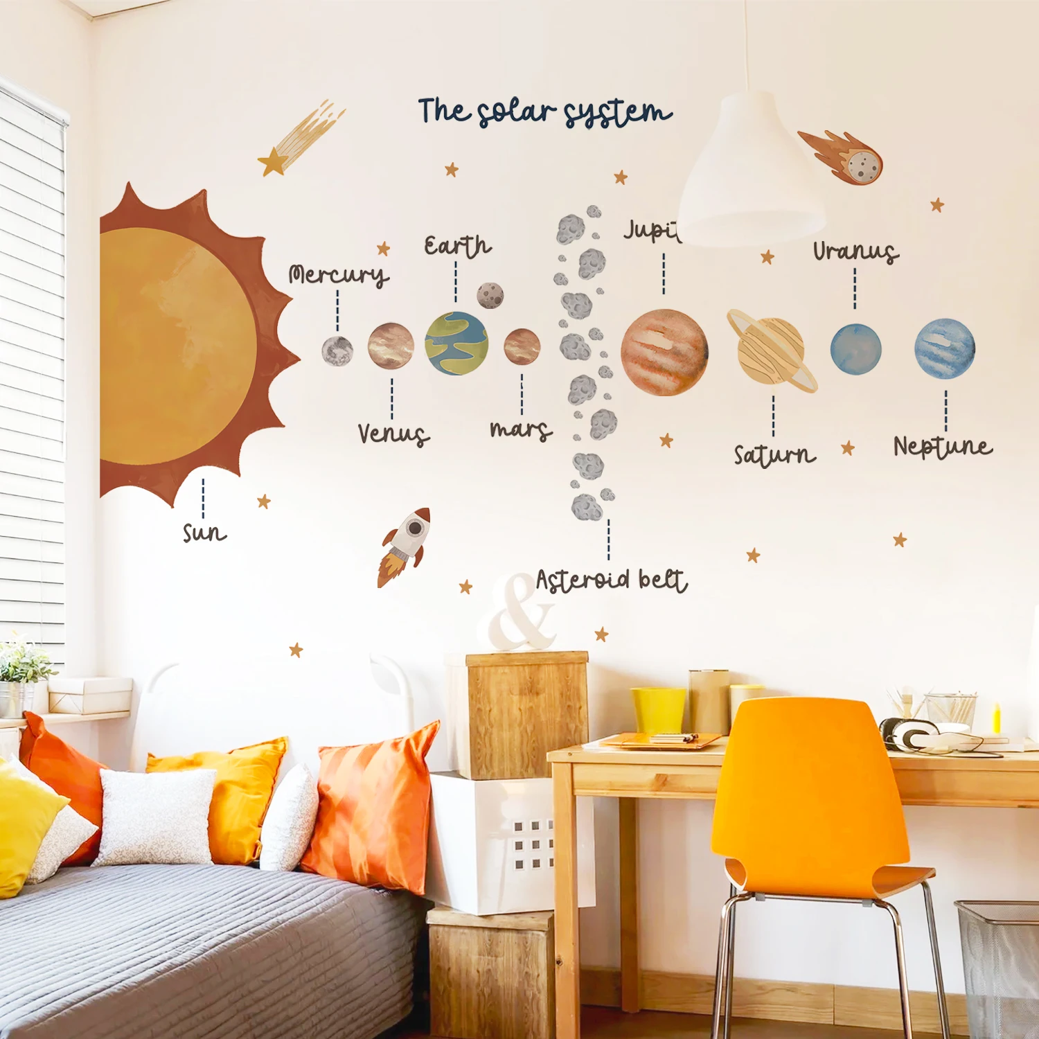 Vinilo de pared educativo del sistema solar para habitación infantil - imagen 5