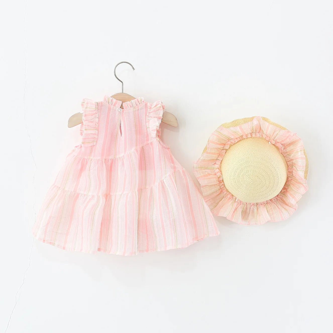 Conjunto de verano para niñas estilo coreano con vestido y sombrero - imagen 5