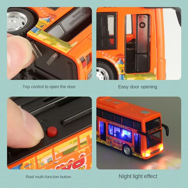 Autobús de dos pisos a fricción con luz - Colección infantil - imagen 4