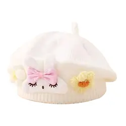 Gorro boina de flores cálido de invierno con orejeras para niña