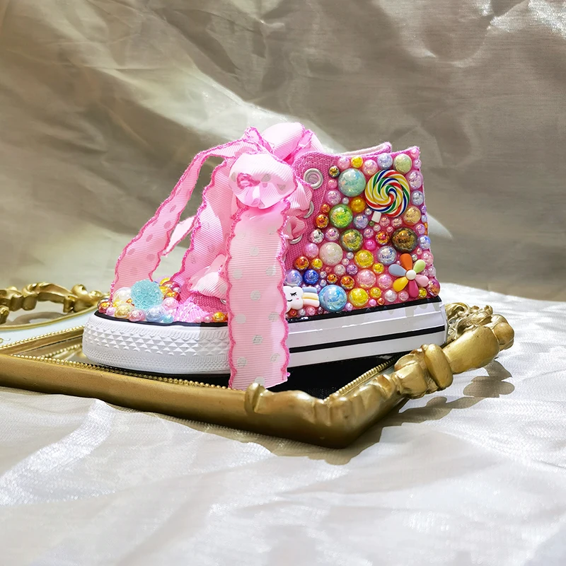 Dollbling zapatillas de niña con perlas acabado artesanal para fiesta - imagen 4