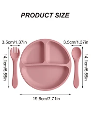 Juego de alimentación bebé de silicona sin BPA con plato de succión