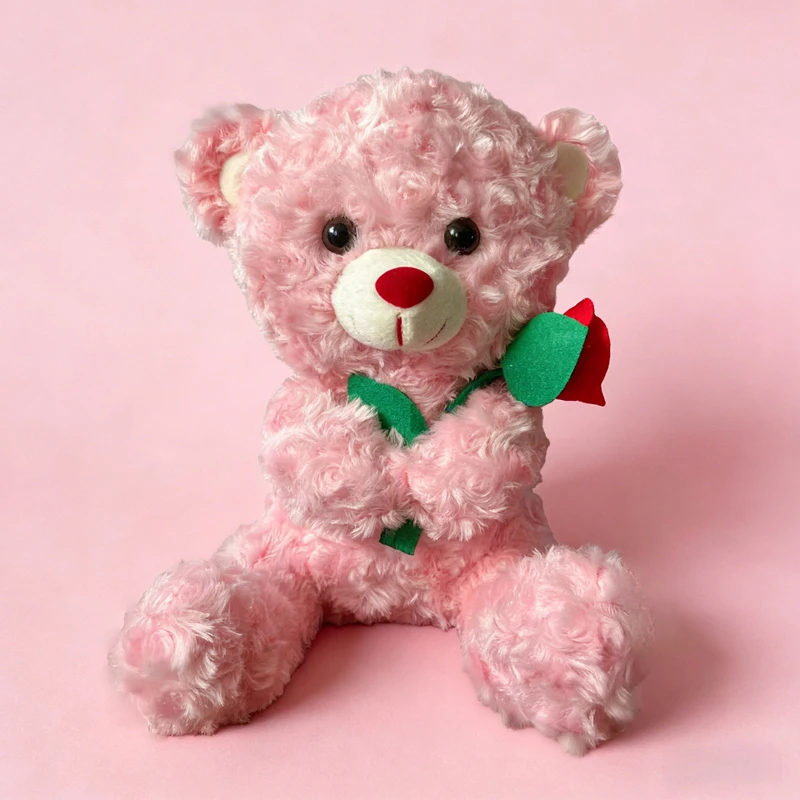 Oso de peluche tierno con rosas, suave y romántico - imagen 3