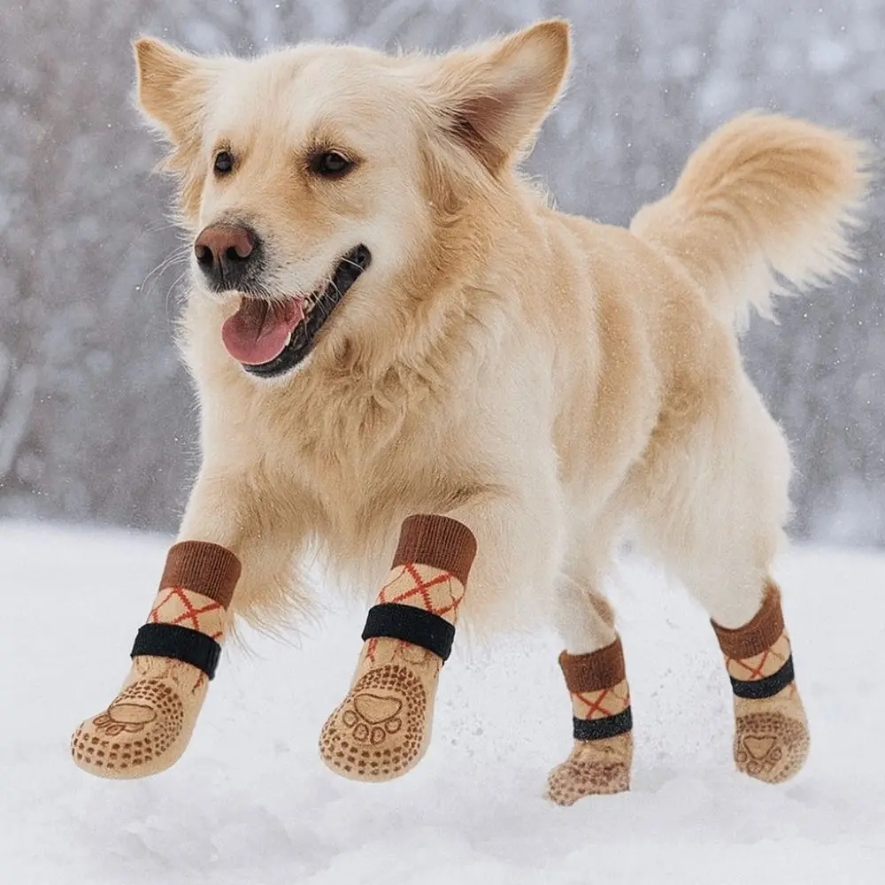 Calcetines antideslizantes gruesos para perro, cálidos y ajustables - imagen 3