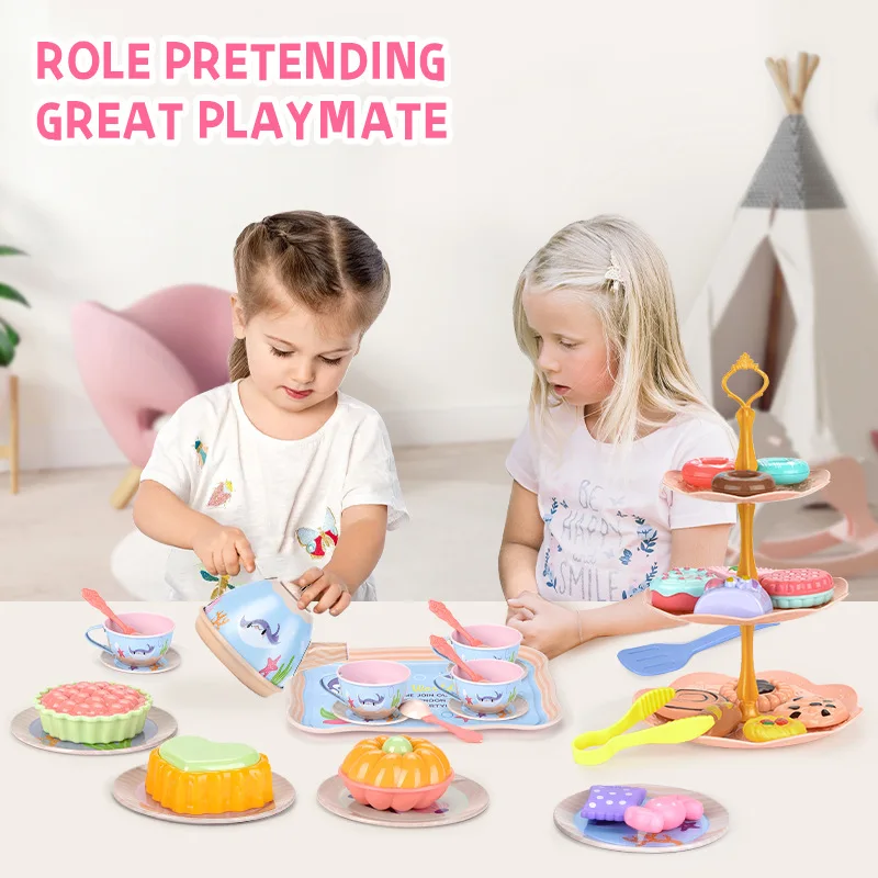Juego té infantil hojalata para casa de juegos merienda postres - imagen 4