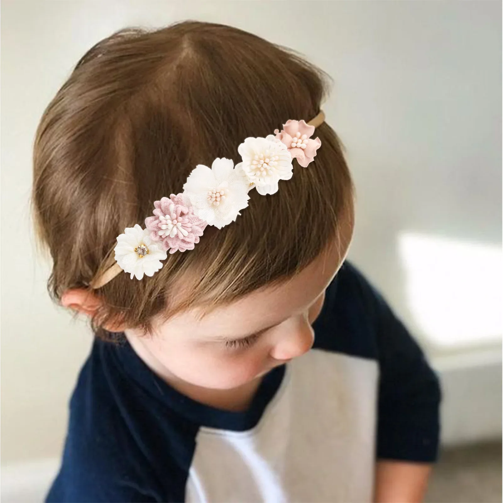 Diadema de flores para bebé elástica 0-12 meses - imagen 4