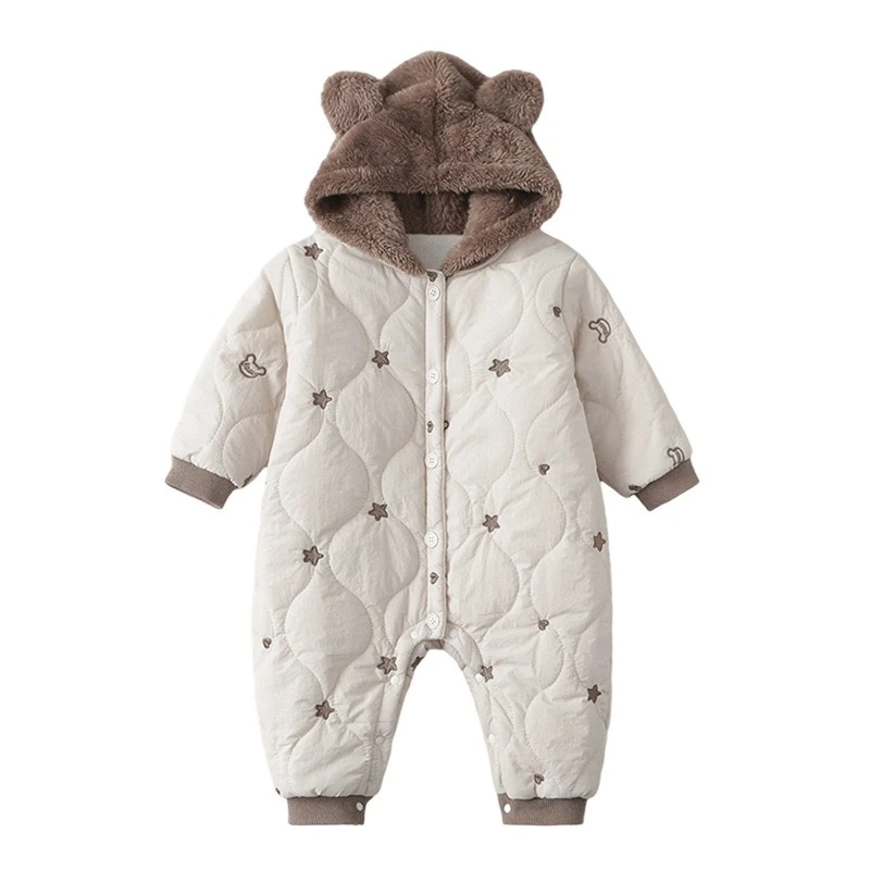 Mameluco unisex con capucha de oso y estampado de estrellas