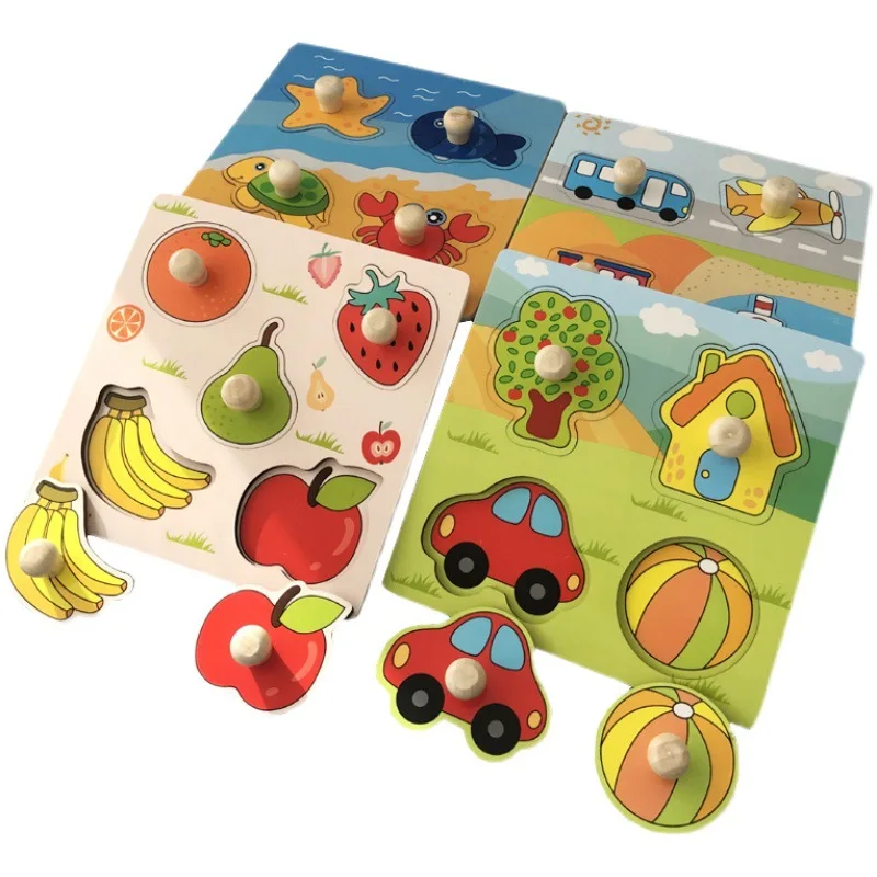 Puzzle Montessori de frutas – Tablero sensorial de madera para niños - imagen 5