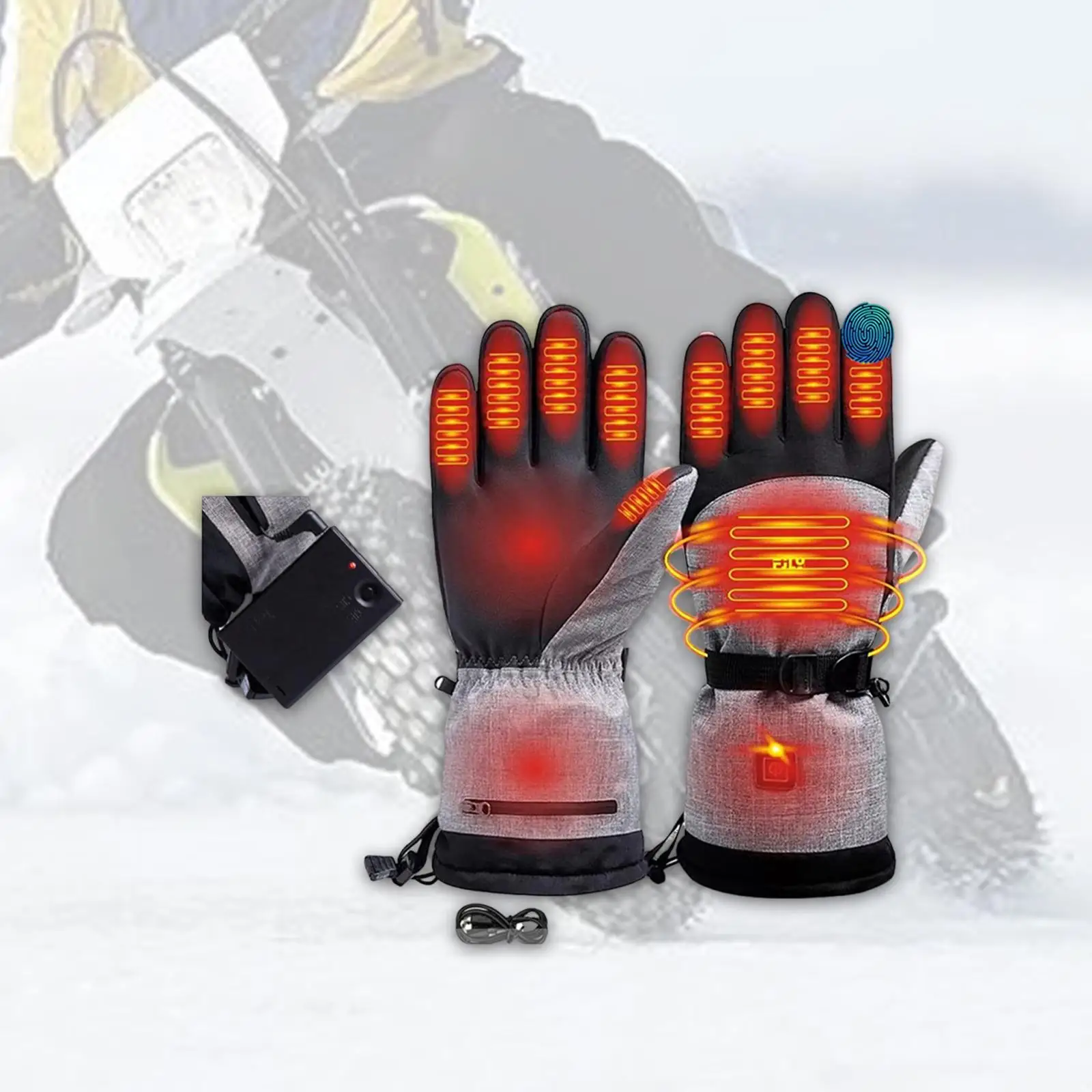 Guantes de invierno calefactables a prueba de viento antideslizantes - imagen 3
