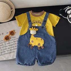 Conjunto de verano para bebé con camiseta y peto dibujos animados