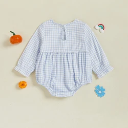 Body bebé de calabaza bordada, manga larga y cuello redondo casual