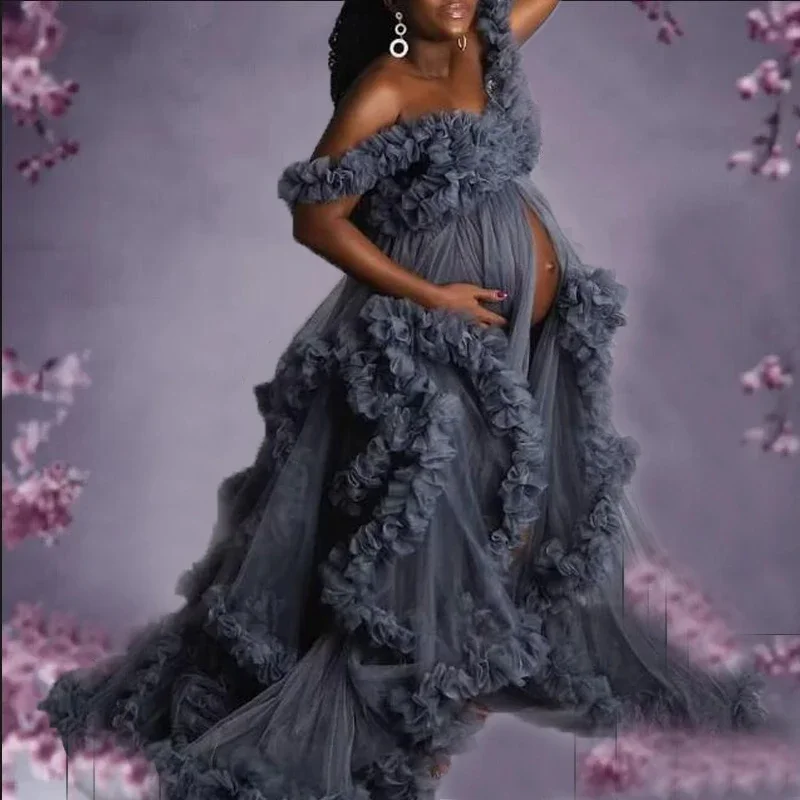 Vestido de tul con volantes para fotos de maternidad – Embarazada
