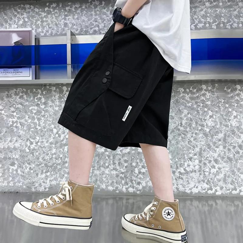 Pantalones cortos de algodón para adolescentes – holgados y lisos - imagen 4