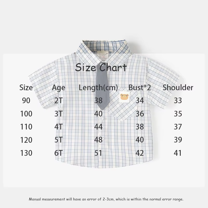Camisa infantil con cuadros y bolsillo