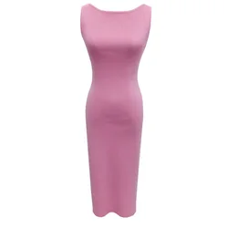 Vestido sin espalda estilo francés retro sin mangas con lazada