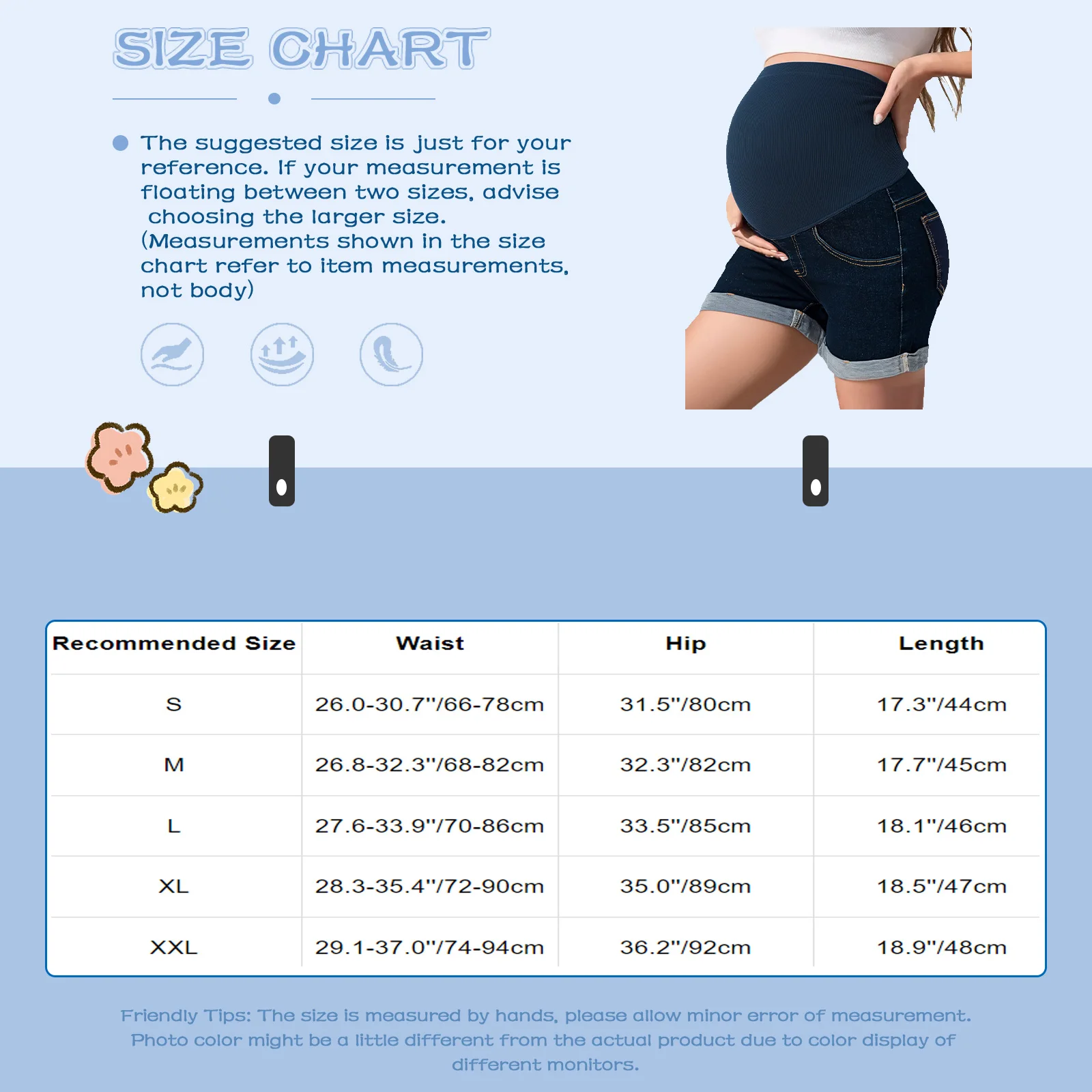 Pantalones cortos vaqueros de maternidad cintura alta elástica - imagen 5