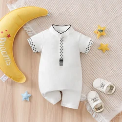 Mono islámico de algodón para recién nacido blanco de Ramadán verano