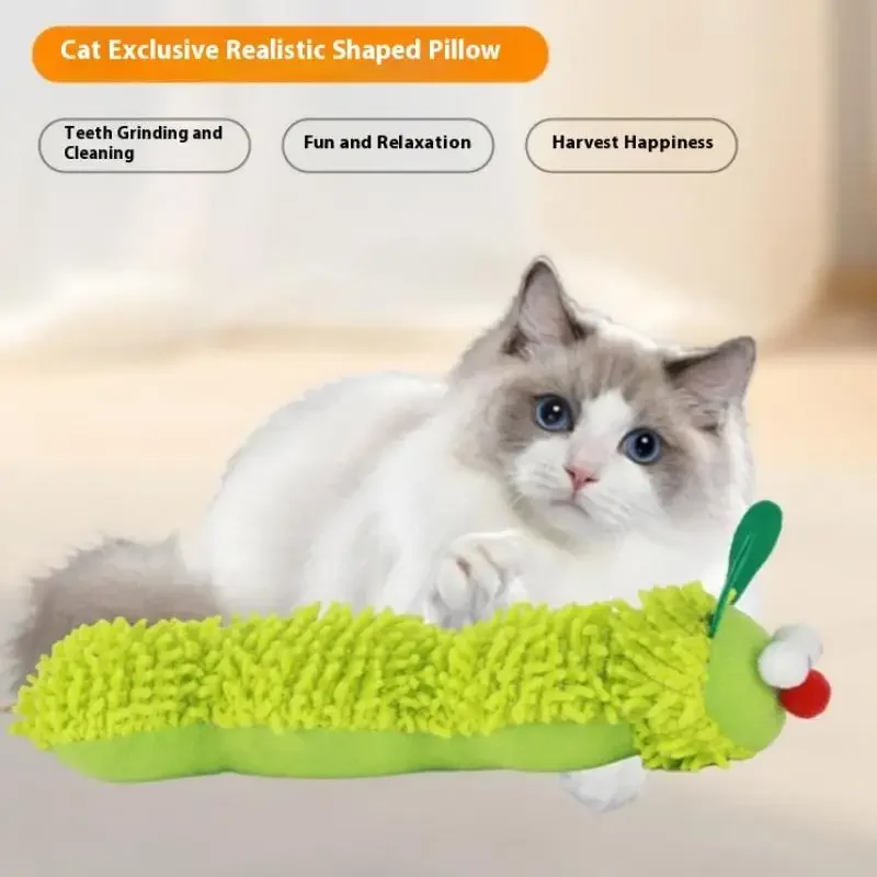 Peluche oruga con hierba gatera para gatos