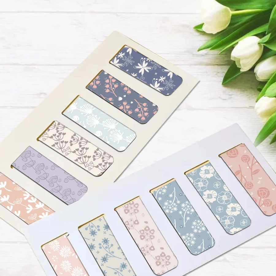 Marcapáginas magnéticos con flores para libros y carpetas reutilizables - imagen 2
