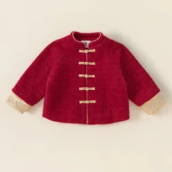 Conjunto de invierno para bebé estilo chino rojo, manga larga cálido