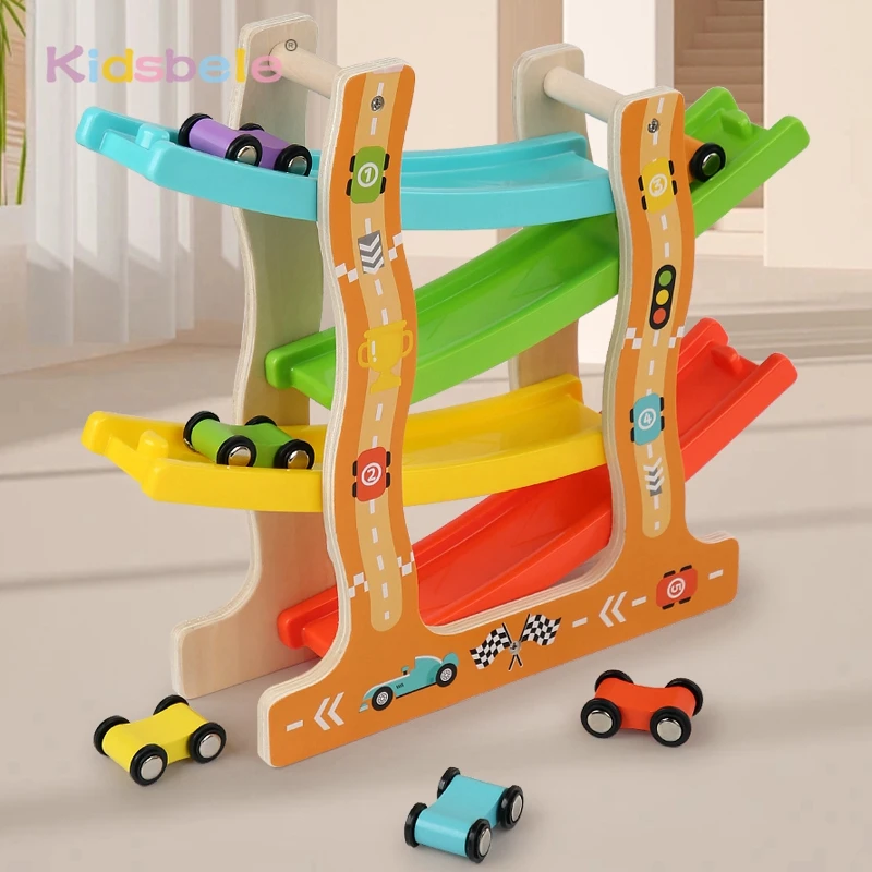 Pista de coches de madera con aparcamiento y tobogán de velocidad - imagen 4