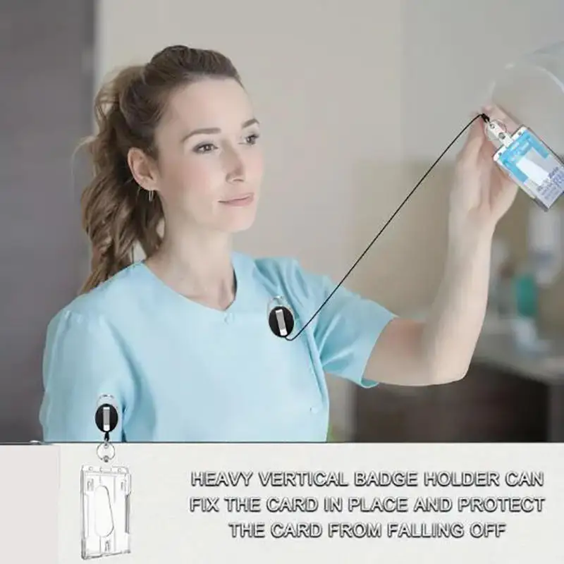 Porta credenciales transparente retráctil con doble ranura de tarjetas - imagen 2
