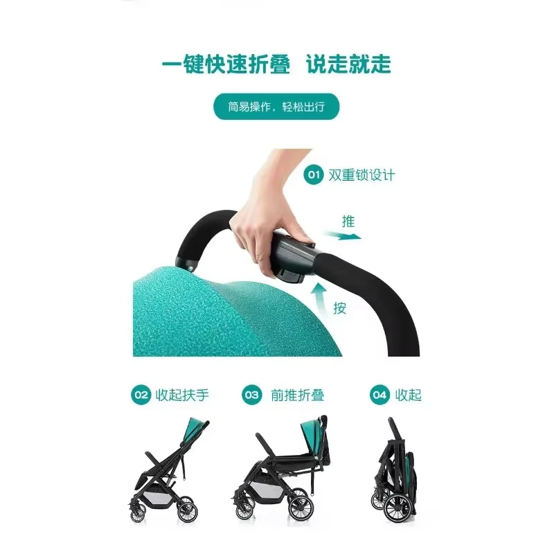 Cochecito bebé ultraligero plegable con asiento reclinable cómodo - imagen 5