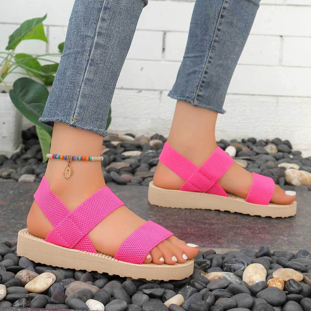 Sandalias planas de verano para niñas con correa trasera elástica - imagen 3