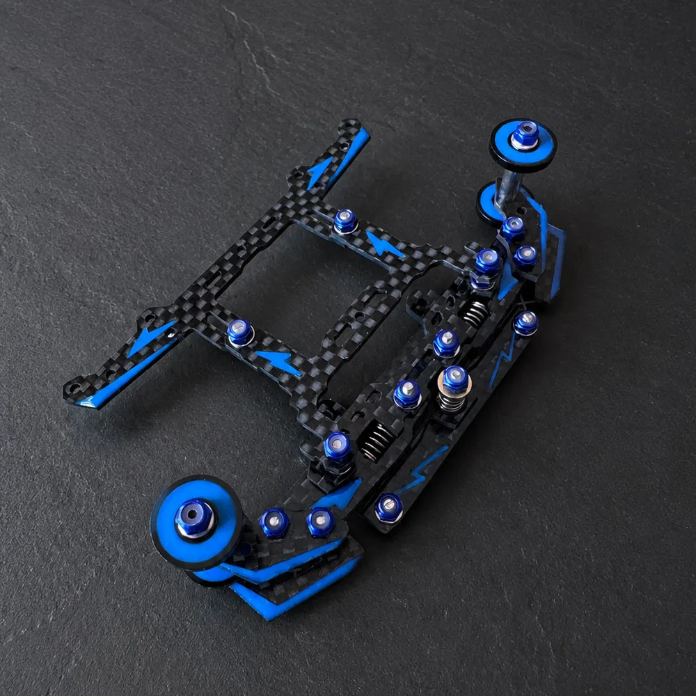 MINI 4WD coche de carreras rosa fluorescente hecho a mano - imagen 3