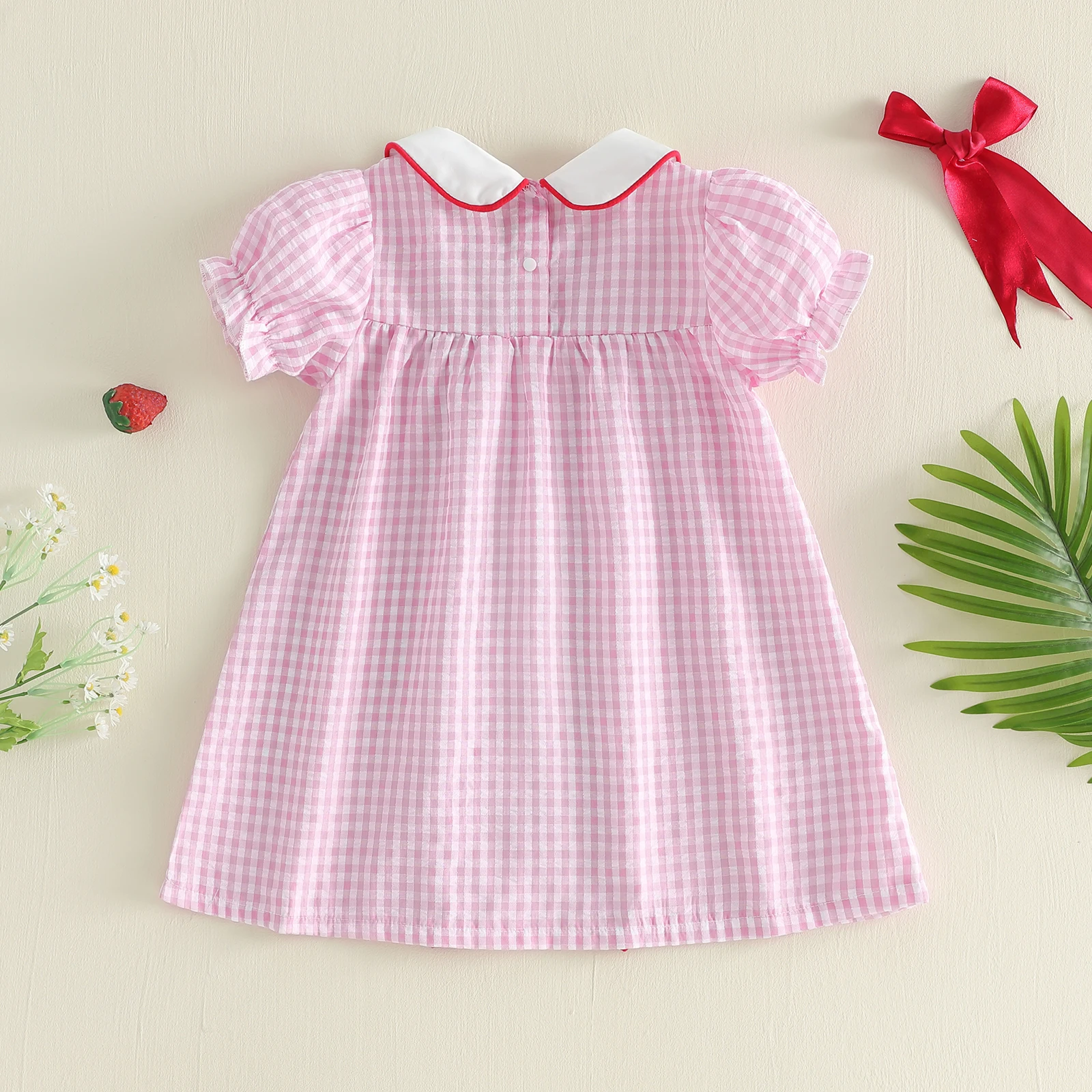 VISgogo Vestido de niña corte A con manga abullonada y cuello - imagen 2