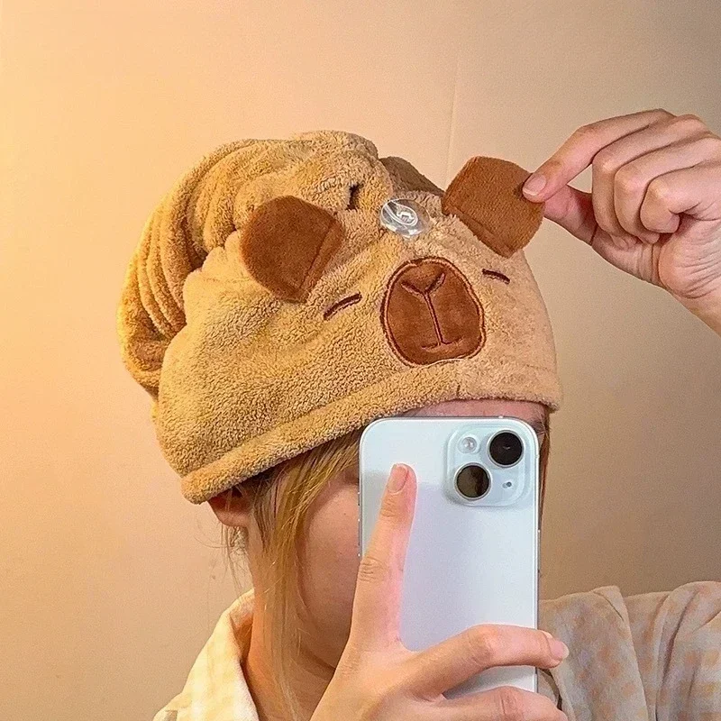 Capibara Gorro de felpa con dibujos - Toalla de baño suave kawaii