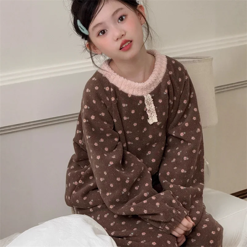 Conjunto de pijama de franela cálido para niños, estilo lana - imagen 4