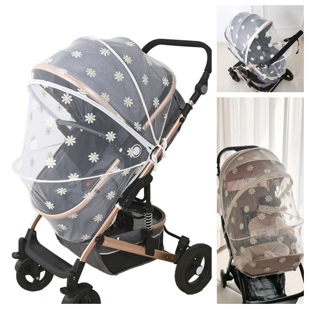 Mosquitera universal con cremallera para carrito, malla antiinsectos - imagen 3