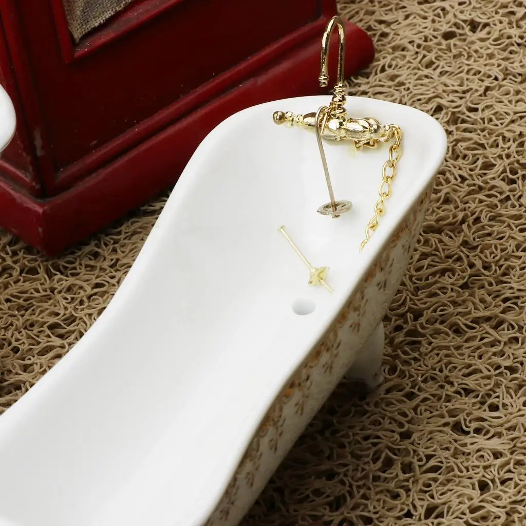 Juego de baño en miniatura para casa de muñecas: inodoro y espejo