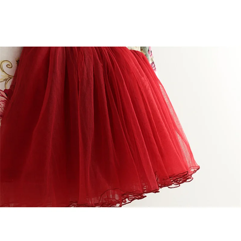 Vestido tutú navideño floral niña manga larga con volantes - imagen 5