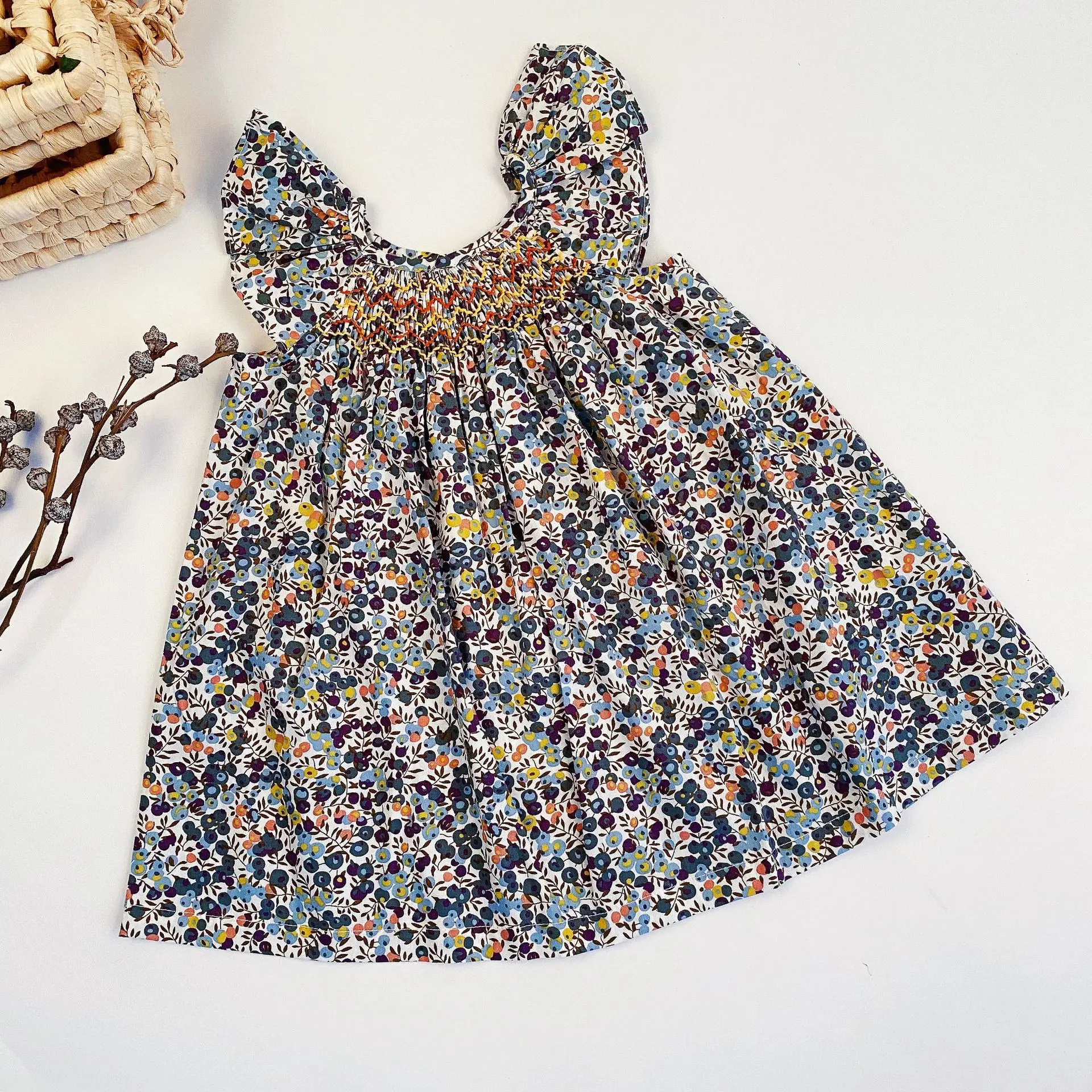 Vestido floral de algodón suave para niña de verano - imagen 5