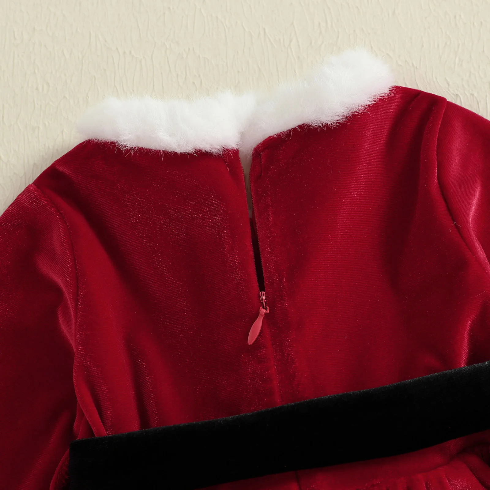 Tregren Vestido de Navidad para niña corte A con lazo y piel