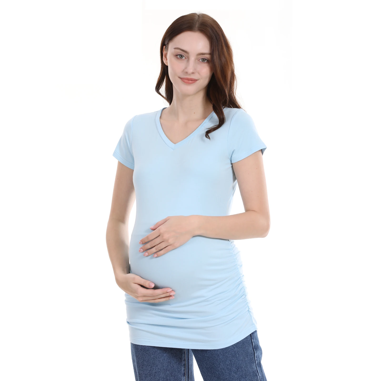 Camiseta premamá de modal transpirable de manga corta holgada - imagen 5
