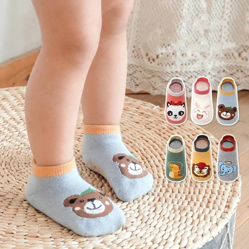 Calcetines antideslizantes de algodón para bebé con estampado animal - imagen 2
