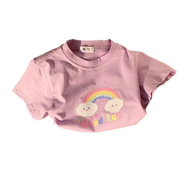 Camiseta niños algodón estampado dibujos animados manga corta verano