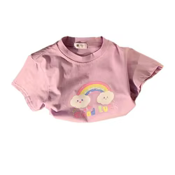 Camiseta niños algodón estampado dibujos animados manga corta verano