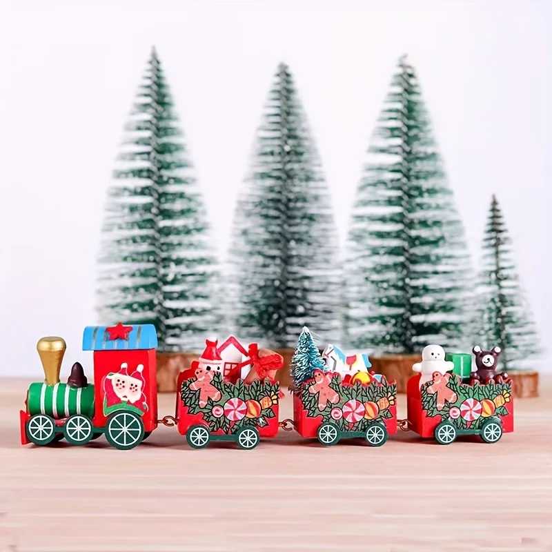 Tren de Navidad de madera clásico – Juguete de simulación - imagen 4