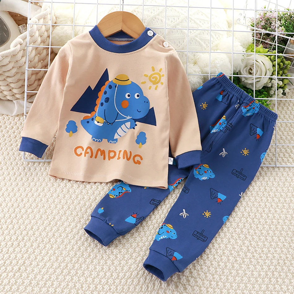 Pijamas infantil unisex – Estampado dinosaurios para primavera y otoño - imagen 4