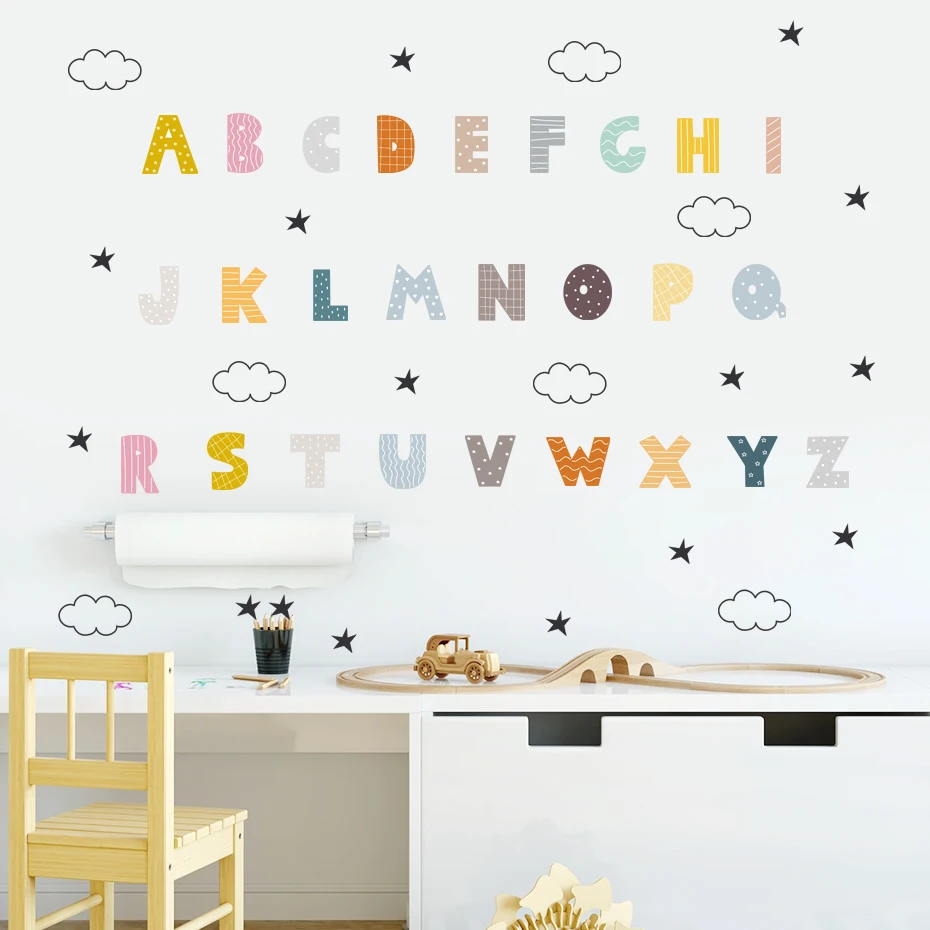 Vinilo adhesivo de pared infantil de letras para habitación bebé
