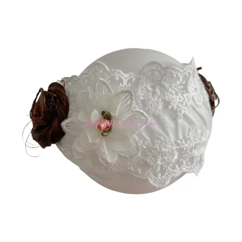 Diadema con moño y flores para niñas pequeñas, peluquín infantil - imagen 4