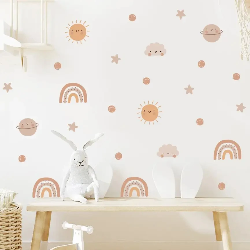 Pegatinas bohemias de arcoíris y sol removibles para habitación - imagen 2