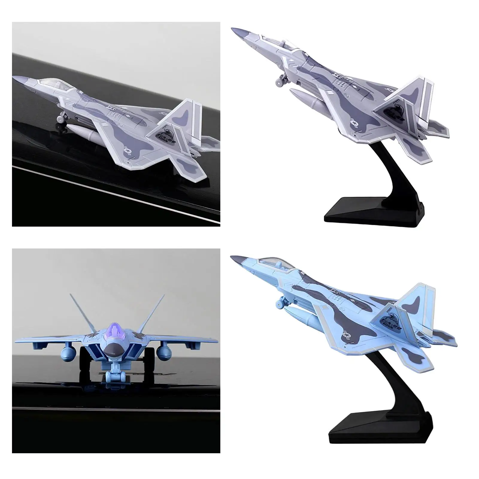 Avión F-22 Raptor con sonidos y música, soporte de plástico